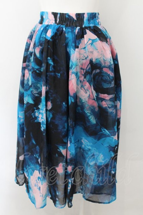 画像2: NieR Clothing / ARTISTIC ROSE SHEER SKIRT【裏地付き】スカート  ブルー×ブラック O-24-10-22-056-PU-SK-IG-OS (2)