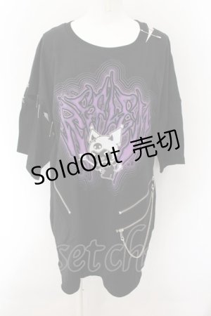 画像: REFLEM / クロミ アームカバーセットビックTシャツ【アームカバー欠品】  ブラック×パープル O-24-10-24-065-PU-TO-IG-OS