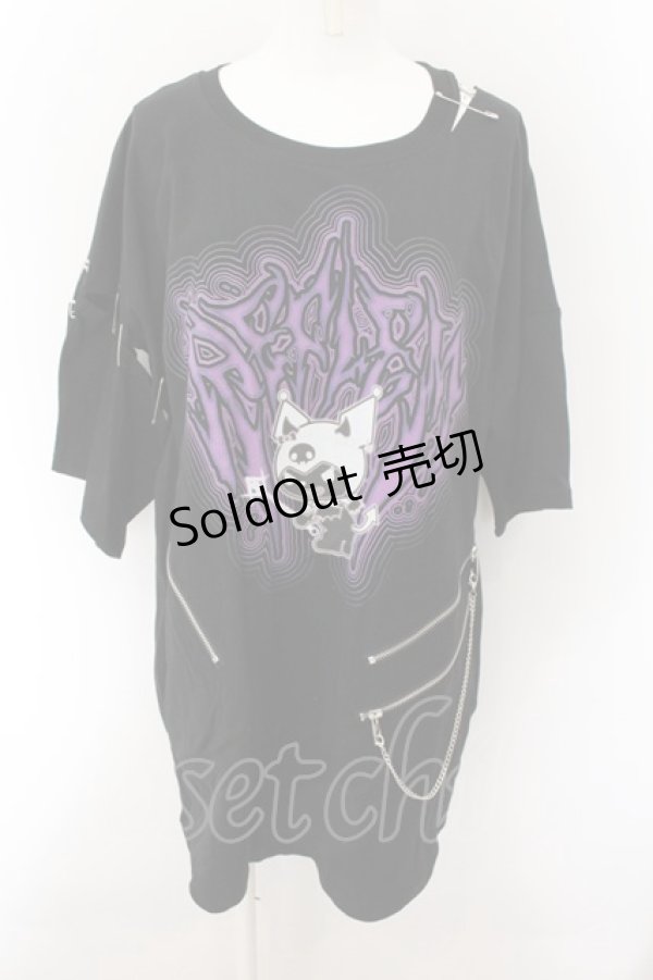 画像1: REFLEM / クロミ アームカバーセットビックTシャツ【アームカバー欠品】  ブラック×パープル O-24-10-24-065-PU-TO-IG-OS (1)