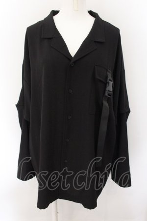 画像: gibous / 2way open collar shirt シャツ L ブラック O-24-10-24-099-PU-BL-IG-OS