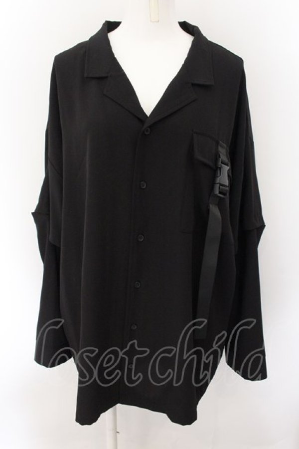 画像1: gibous / 2way open collar shirt シャツ L ブラック O-24-10-24-099-PU-BL-IG-OS (1)