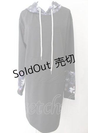 画像: NieR Clothing / LONG HOODIE 【和柄九尾】  ブラック×パープル O-24-10-27-047-PU-TO-OW-ZT309