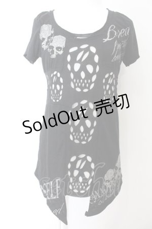 画像: GLAVIL / スカルカットロングTシャツ  ブラック×シルバー O-24-11-08-033-PU-TS-IG-OS