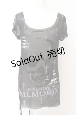 画像: GLAVIL / メッシュスカルTシャツ  ホワィト×ブラック O-24-11-08-036-PU-TS-IG-OS