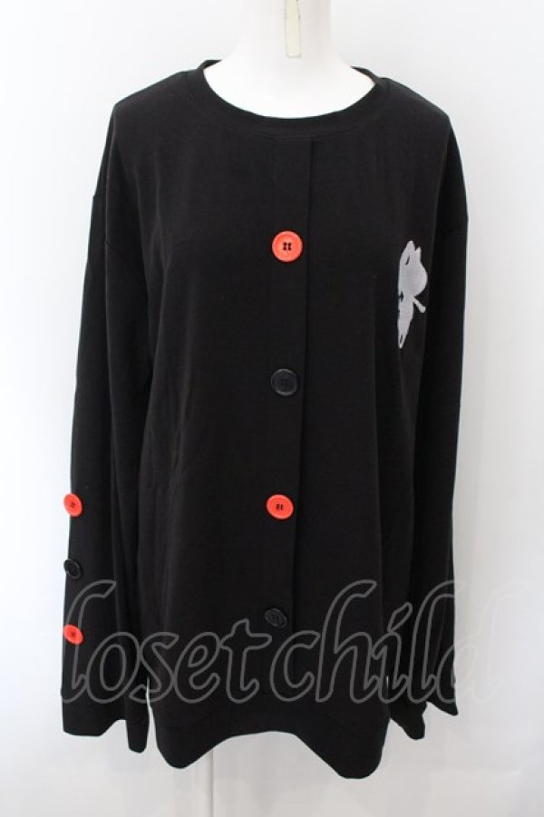 画像1: NieR Clothing / NieRワイドスリーブカットソー 【赤黒10Button】  ブラック×レッド O-24-11-14-099-PU-TO-IG-OS (1)