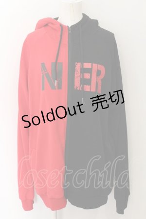 画像: NieR Clothing / TWO-TONEZIPパーカー F ブラック×レッド O-24-11-14-027-PU-TO-OW-OS