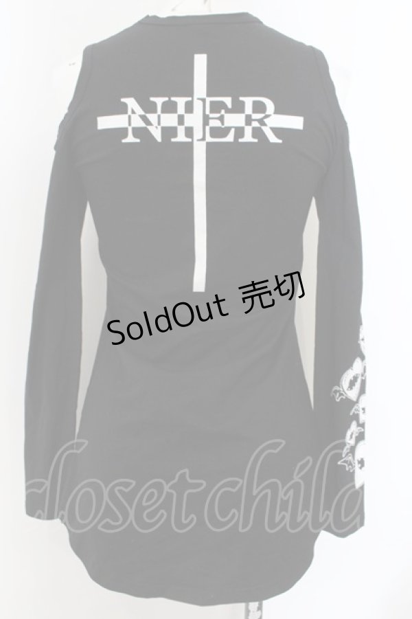 画像3: NieR Clothing / フロントレースアップオフショルカットソー  ブラック O-24-11-30-095-PU-TO-OW-OS (3)