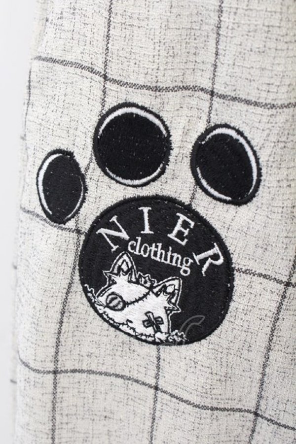 画像2: NieR Clothing / ミケ足跡刺繍デザインパンツ【春夏用】  生成り×ブラック O-24-12-14-003-PU-PA-IG-OS (2)