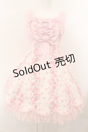 画像: Angelic Pretty / レディローズ後ろフリルジャンパースカート  シロ O-24-12-17-003-AP-OP-OW-OS