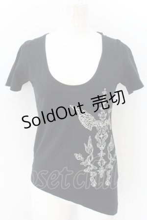 画像: BPN / ラメウィングプリントTシャツ M ブラック O-24-12-25-083-GO-TS-IG-OS