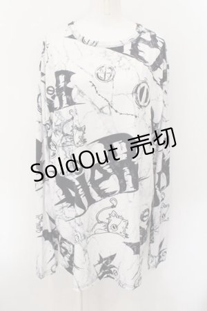 画像: NieR Clothing / 転写総柄カットソー F 大理石ミケ（ホワイト×ブラック） O-24-12-26-062-PU-TO-OW-OS