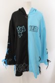 画像1: NieR Clothing / バイカラー裏毛パーカー F ブラック×ブルー O-24-12-26-063-PU-TO-OW-OS (1)