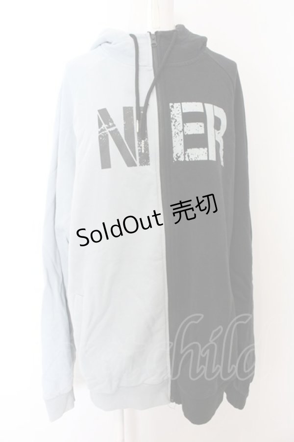 画像3: NieR Clothing / TWO-TONEパーカー  ブラック×ペールブルー O-24-12-31-1048-PU-TO-OW-OS (3)