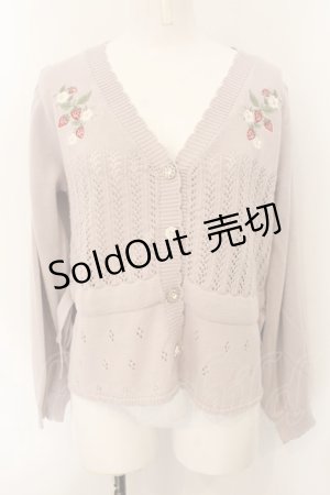 画像: axes femme POETIQUE / ストロベリー刺繍ニットカーディガン M ピンク O-25-01-08-018-AX-TO-OW-OS