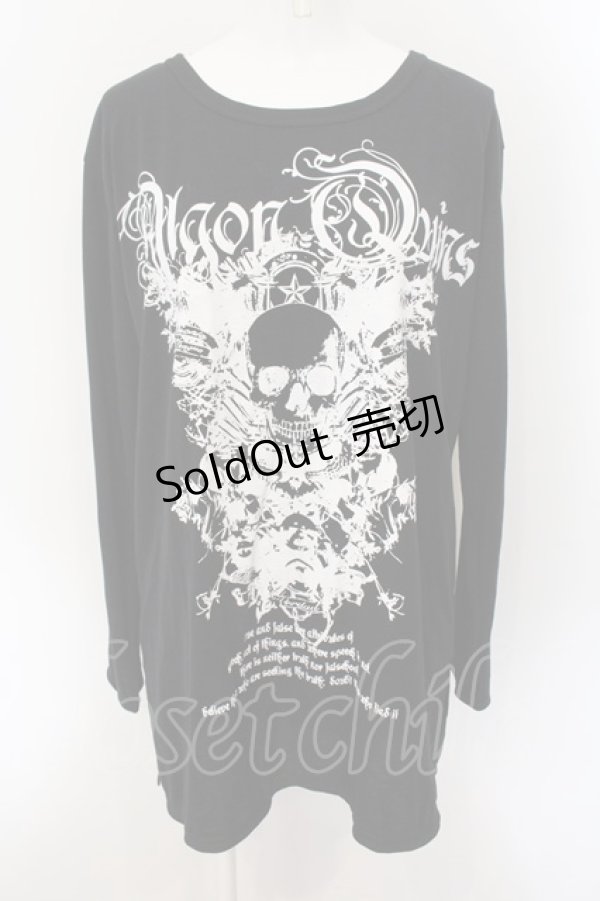 画像1: ALGONQUINS / skull motif プリント ベーシック 長袖 Tシャツ  ブラック O-25-01-09-043-AL-TO-IG-OS (1)