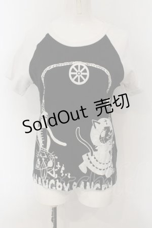 画像: HANGRY&ANGRY / キャラクタープリントバイカラーTシャツ  ブラック×ホワイト O-25-01-13-031-HN-TS-IG-OS