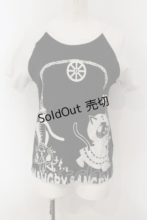 画像1: HANGRY&ANGRY / キャラクタープリントバイカラーTシャツ  ブラック×ホワイト O-25-01-13-031-HN-TS-IG-OS (1)