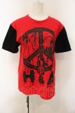 画像1: HANGRY&ANGRY / ピースプリントバイカラーTシャツ  レッド×ブラック O-25-01-13-032-HN-TS-IG-OS (1)