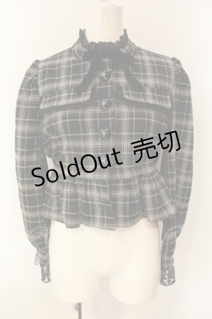 画像: Swankiss / peplum check B/L ブラウス  クロ O-25-01-20-014-CA-BL-IG-OS