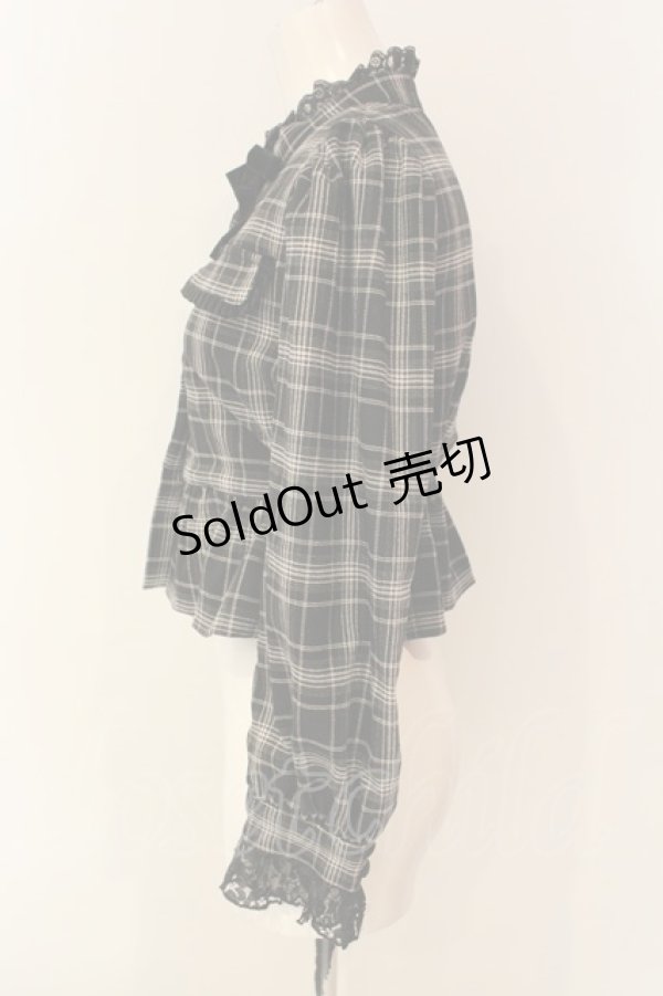 画像3: Swankiss / peplum check B/L ブラウス  クロ O-25-01-20-014-CA-BL-IG-OS (3)