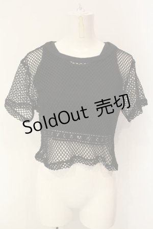 画像: REFLEM / クロップド丈メッシュ半袖Tシャツ+リブロゴプリントタンクトップ2Pセット F ブラック O-25-01-21-054-PU-TO-OW-OS