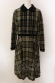 画像1: Jane Marple / Tartan check velvet trimming dress ドレス M グリーン O-25-01-25-080-JM-OP-IG-OS (1)