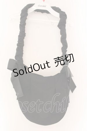 画像: merry jenny / リボンギャザーショルダーbag　バッグ 持ち手97cm/たて27cm/よこ28cm/マチ12cm/計量約200g クロ O-25-01-27-048-LO-BG-OW-OS