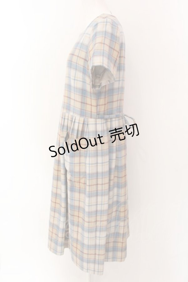 画像2: Jane Marple / Wool tartan check tablier dress ドレス M アイボリー O-25-01-28-047-JM-OP-IG-OS (2)