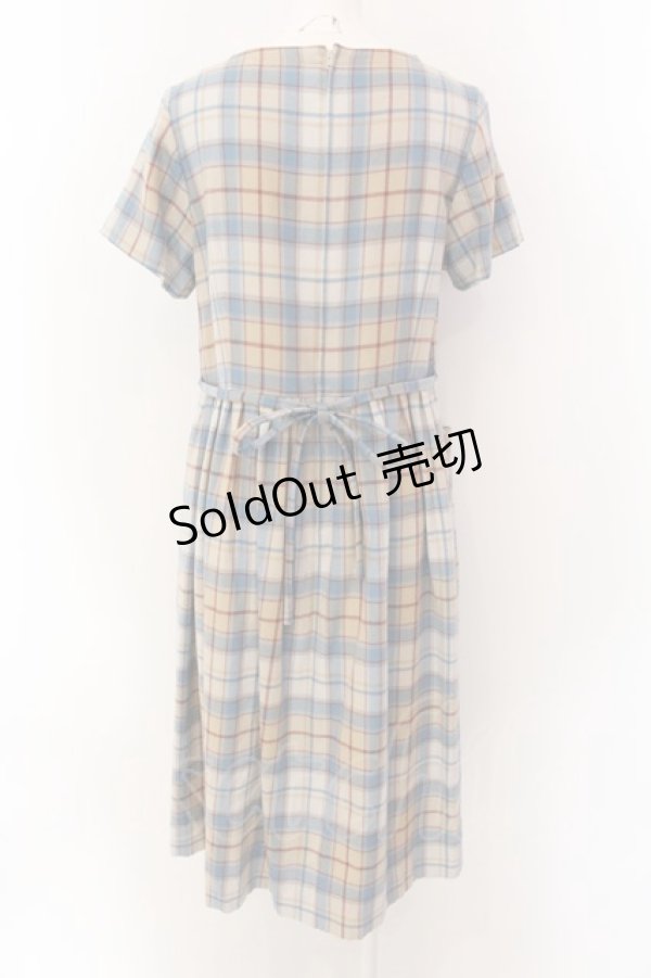 画像3: Jane Marple / Wool tartan check tablier dress ドレス M アイボリー O-25-01-28-047-JM-OP-IG-OS (3)