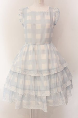 画像: mellfy memory / Fairy love Gingham check ワンピース  サックス O-25-01-28-017-LO-OP-IG-OS