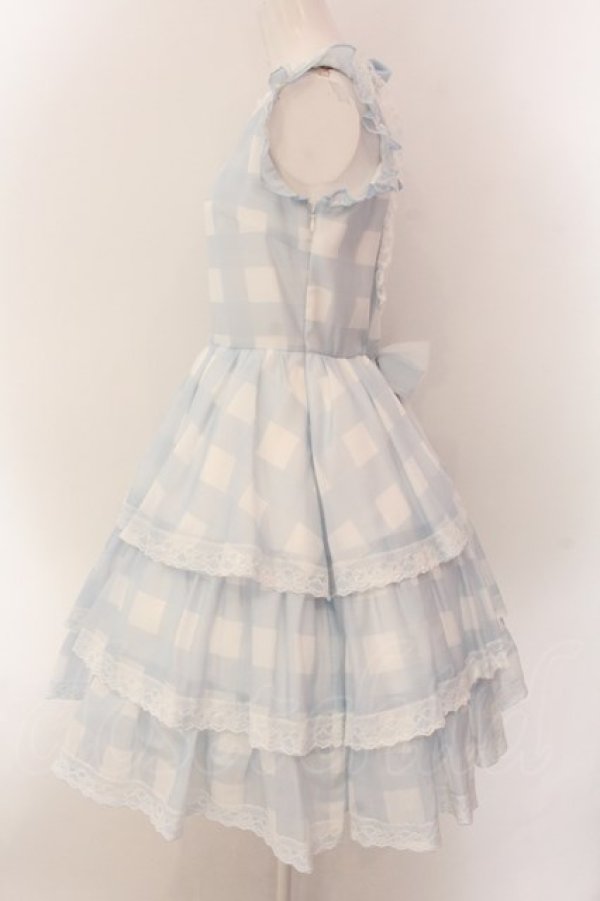 画像3: mellfy memory / Fairy love Gingham check ワンピース  サックス O-25-01-28-017-LO-OP-IG-OS (3)