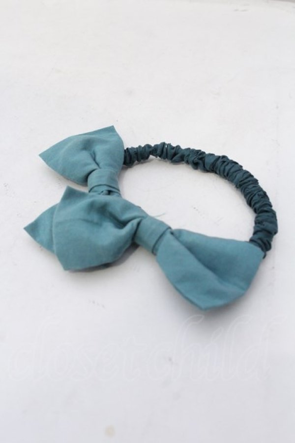 画像1: Jane Marple / Double Ribbons hair tie  グリーン O-25-01-31-2084-JM-AC-OW-OS (1)