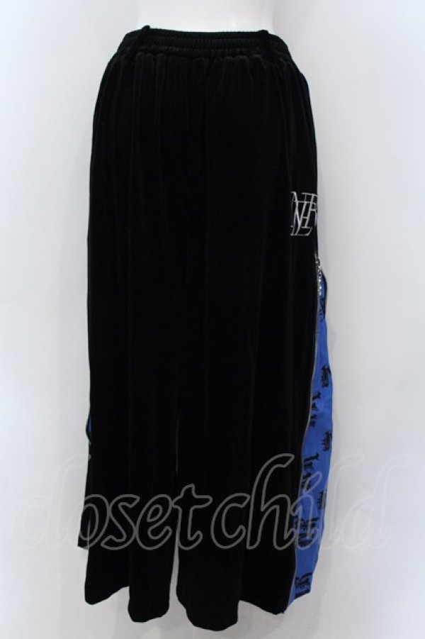 画像3: NieR Clothing / 厚手ベロア2WAY SIDE ZIP WIDE PANTS パンツ  【MONOGRAM】ブラックｘブルー O-25-01-31-2002-PU-PA-YM-ZT008 (3)