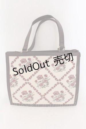 画像: axes femme POETIQUE / ローズ刺繍レトロトートバッグ  ワイン O-25-02-04-077-AX-BG-OW-OS