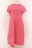 画像1: Jane Marple / Flower lace print smocking dress M ピンク O-25-02-07-043-JM-OP-OW-OS (1)