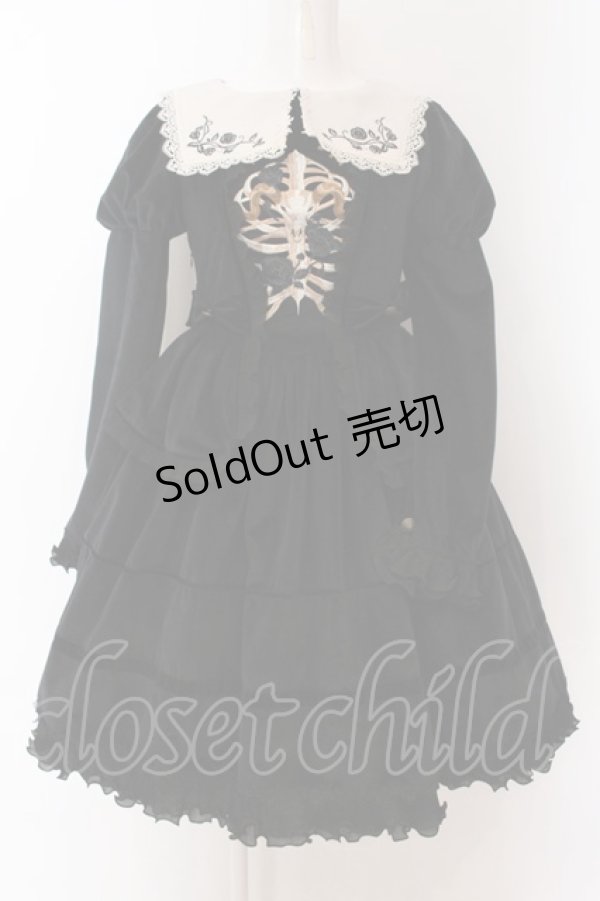 画像1: LingXi / Ivy embroidery Velvet dress　ワンピース XS クロ O-25-02-07-013-LO-OP-OW-OS (1)