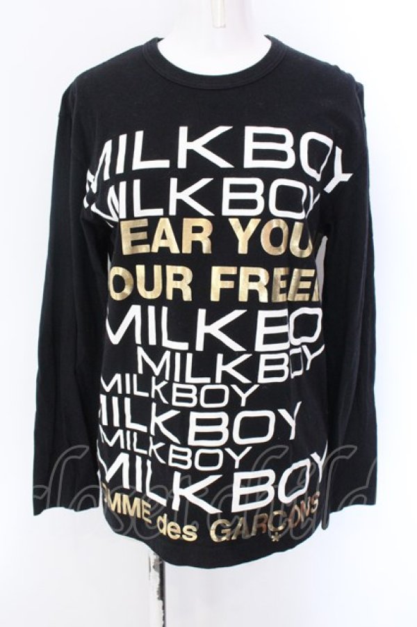 画像1: MILKBOY / COMME des GARCONSコラボ　カットソー  ブラック O-25-02-10-058-MB-TO-YM-OS (1)