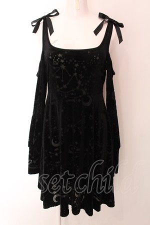 画像: KILL STAR / Velvet Cosmo Zodiak Sign Cold Shoulder Dress ドレス S ブラック O-25-02-11-057-SL-OP-IG-OS