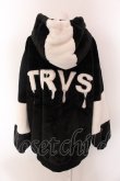 画像4: TRAVAS TOKYO / Drip Logo Faux Fur Hoodie F ブラックｘホワイト O-25-02-11-081-PU-CO-YM-OS (4)