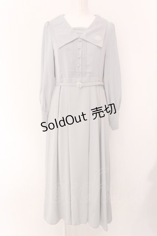 画像1: Maison de FLEUR Petite Robe canone / さんかくレースのお願いワンピース S サックス O-25-02-15-036-EL-OP-OW-OS (1)