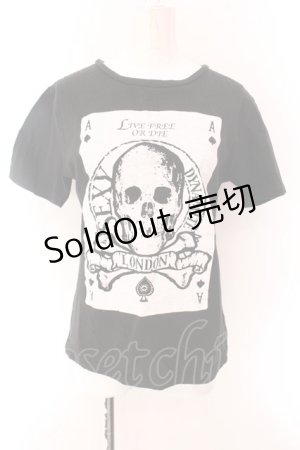 画像: SEXY DYNAMITE LONDON / スカルトランププリントTシャツ S ブラック O-25-02-15-072-PU-TO-OW-OS