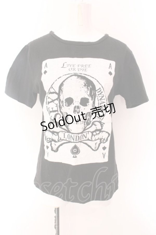 画像1: SEXY DYNAMITE LONDON / スカルトランププリントTシャツ S ブラック O-25-02-15-072-PU-TO-OW-OS (1)