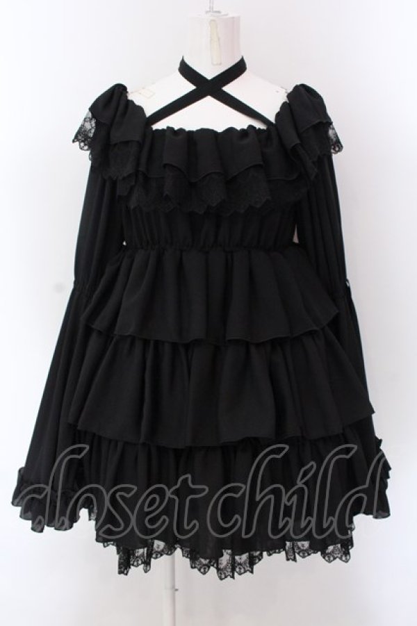 画像1: Vallee lys / Coquelicot dress ショート丈  ブラック O-25-02-24-039-EL-OP-OW-OS (1)