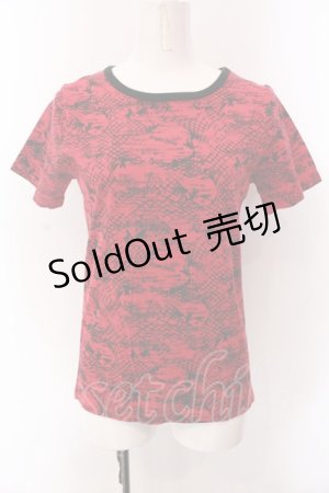 画像: ALGONQUINS / 英字柄Tシャツ  レッド×ブラック O-25-02-24-097-AL-TS-IG-OS