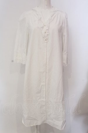 画像: Franche Lippee / ドットジャガードコットンレースロングワンピース M シロ O-25-03-20-2012-LO-OP-OW-OS