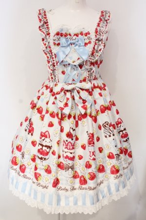 画像: BABY,THE STARS SHINE BRIGHT / Berry Berry Strawberry Parfait〜くみゃちゃんアイスを添えて〜ジャンパースカートII  サックス O-25-04-24-019-BA-OP-IG-OS