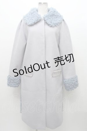 画像: Swankiss / COAT プードルファーカラーバックレースコート  サックス S-24-01-15-057-CA-CO-UT-ZT-C010