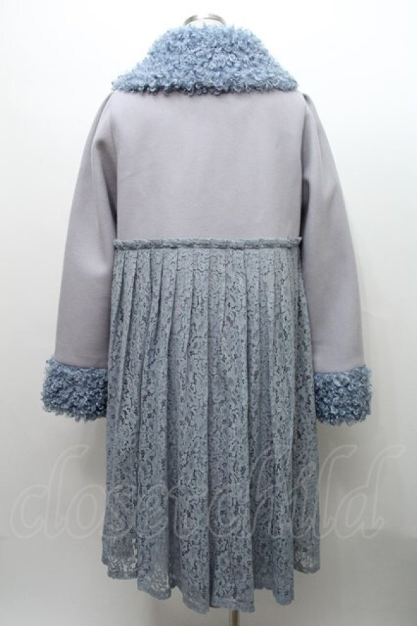 画像2: Swankiss / COAT プードルファーカラーバックレースコート  サックス S-24-01-15-057-CA-CO-UT-ZT-C010 (2)