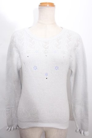 画像: axes femme POETIQUE / スノー刺繍ニット  サックス S-24-07-22-042-AX-TO-AS-ZS