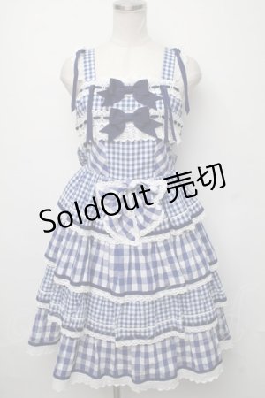 画像: BABY,THE STARS SHINE BRIGHT / Milky Gingham Dollジャンパースカート  紺 S-24-07-23-083-BA-OP-AS-ZS